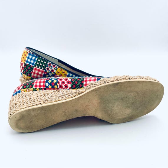 1970’s Sears Patchwork Espadrilles with Wedge Hee… - image 6