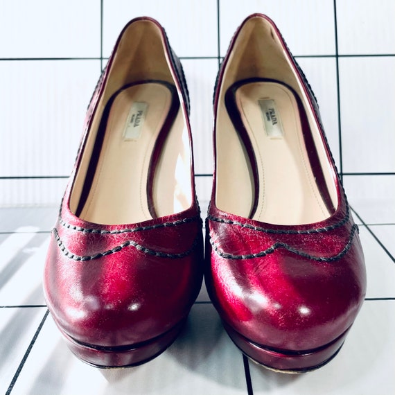 Prada Burgundy Leather Pumps - 39.5