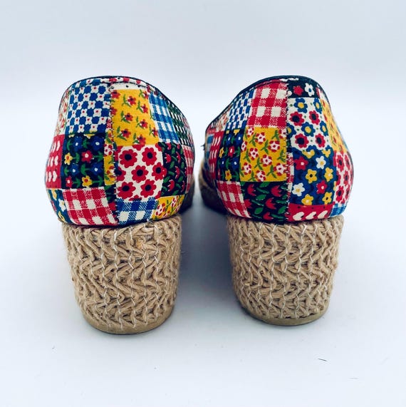 1970’s Sears Patchwork Espadrilles with Wedge Hee… - image 5