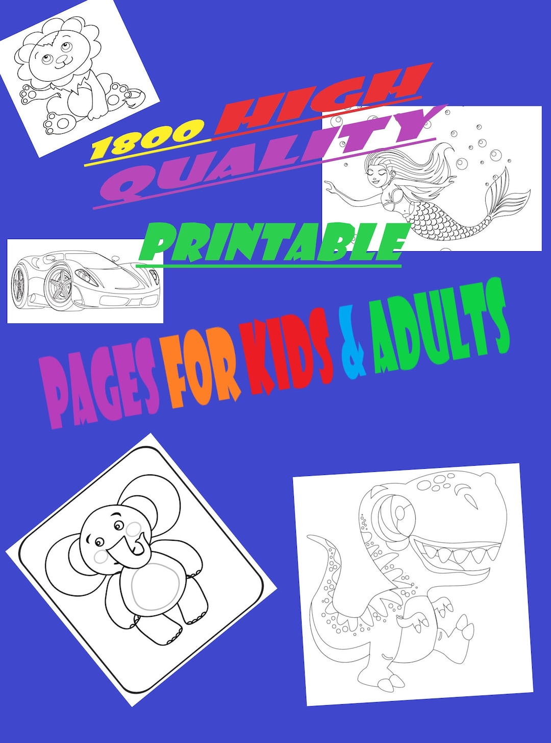 Premium Coloring Pages 1800 Coloring Pages for Kids & Adults 8.5x11