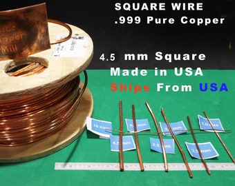 Square Copper Wire   4.5 mm  - 5 Gauge 99.9 % pure copper wire