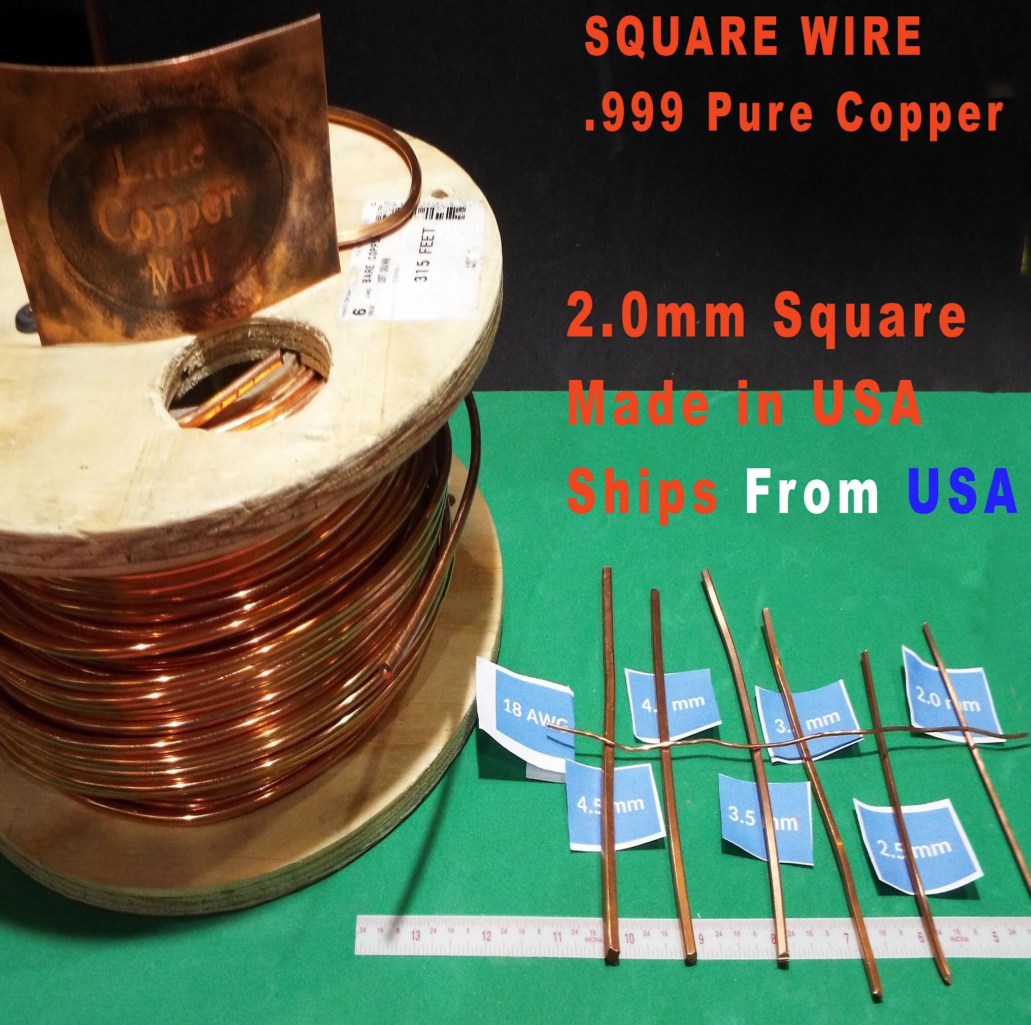 Square Copper Wire - Dead Soft - You Pick 8, 10, 12, 14, 16, 18