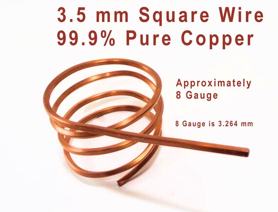 Square Copper Wire 3.5 Mm approx. 8 Gauge 3.25, 99.9 % Pure Copper Wire 