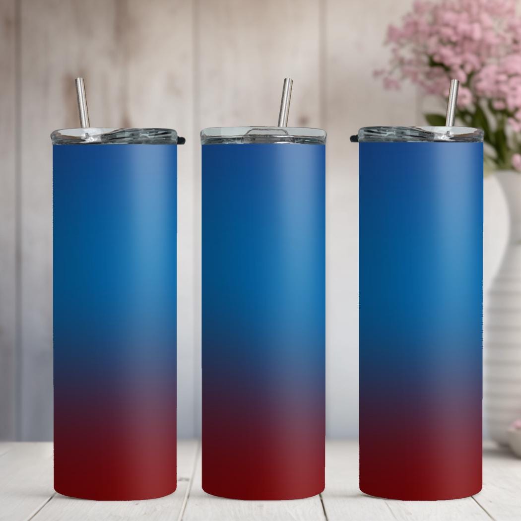 Blue & Red Unique Ombre | Solid Color Personalized Custom Tumbler, Unique Personalized Gift!!!