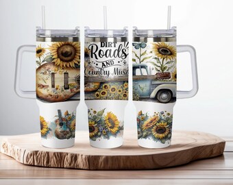 Cowgirl Country Music 40oz Dupe, Personalized 40oz Dupe Tumbler with Handle, Lid and Straw, Gift for Her, Gift for Him, Birthday Gift