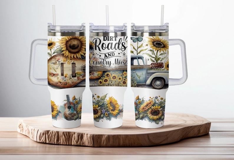 Cowgirl Country Music 40oz Dupe, Personalized 40oz Dupe Tumbler with Handle, Lid and Straw, Gift for Her, Gift for Him, Birthday Gift zdjęcie 1