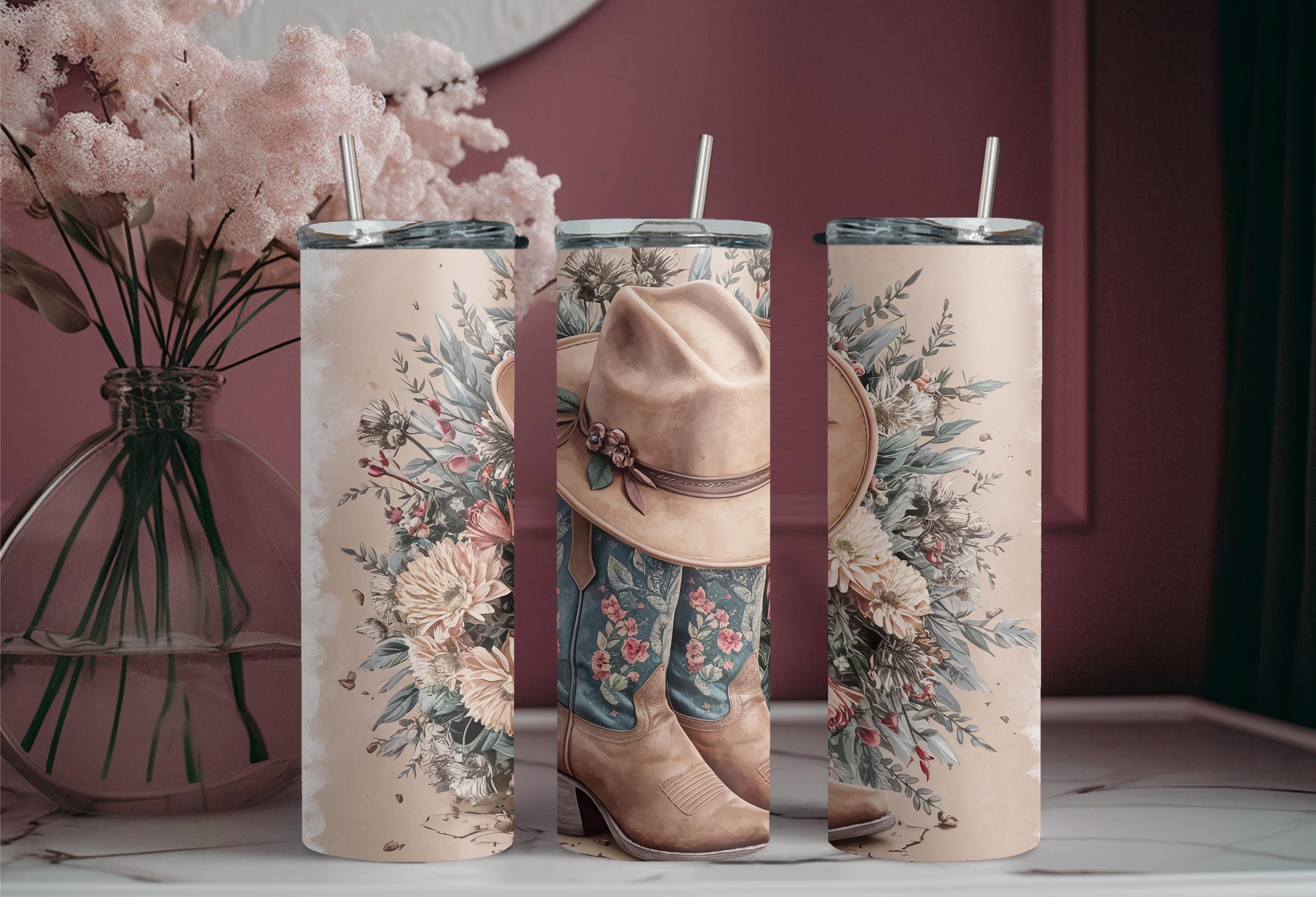 Rodeo Cowgirl Boots and Boho Flowers Personalized Custom
