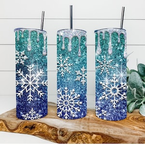 Silver Christmas Snowflake Tumbler, Personalized Tumbler, Double Wall Insulated, Gift, Tumbler with Lid & Straw, Custom Tumbler