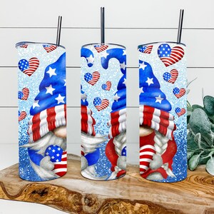 Patriotic Gnomes Personalized Tumbler, Double Wall Insulated, Gift, Tumbler with Lid, Custom Tumbler