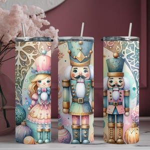 Pretty Pastel Snowflake Holiday Nutcracker Christmas Personalized Custom Tumbler, Unique Personalized Gift!!!