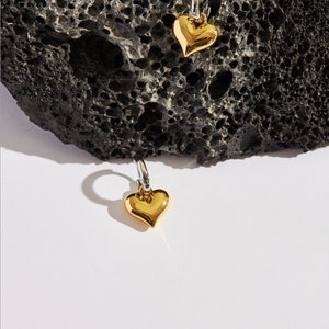 silver Hoop Earrings with Heart Pendant, Valentine Gift, Heart Earrings, Hoop Earrings, Heart Hoop Earrings, Small Hoop Earrings image 2