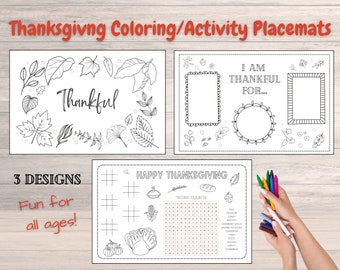 Thanksgiving Placemat for Kids | Placemat to Color | Thanksgiving Coloring Sheet | Printable Placemat | Holiday Placemat | Instant Download