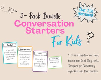 250 Gesprächsstarterkarten | Bündel | Diskussionsfragen/Karten | Gesprächsstarter für Kinder | Printable |Conversation Dinner Fragen