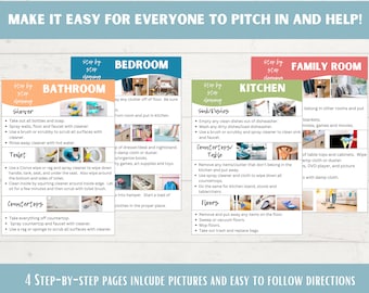 Printable Chore Cards Bundle | Digital Download | Make Cleaning Easy for the Whole Family | Room by Room