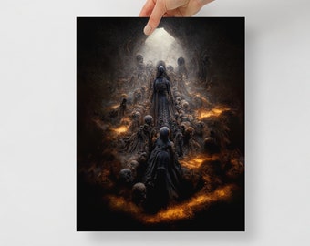 Path to purgatory dark Elden Ring Soulslike art style, Dark Souls, Bloodborne, digital art print