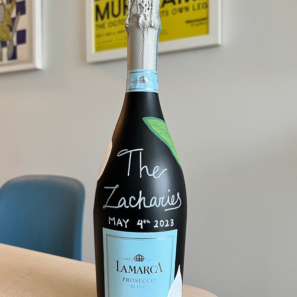 Custom Hand Painted Champagne Bottles