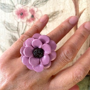 Gerber Flower Inspired Polymer Clay Statement Ring
