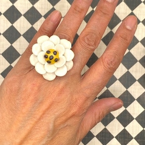 Handmade Daisy Inspired Polymer Clay Flower Ring