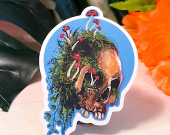 Mushroom Skull Painting Matte Sticker | Mushroom sticker | Cottage core sticker | Plant Skull Sticker | Sticker | Plants | Plant Lover