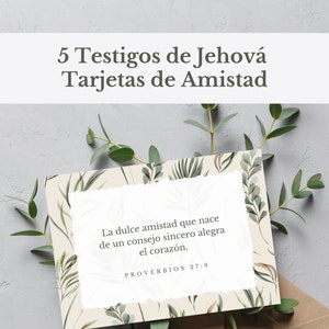 de 5 cartes bibliques de l'amitié espagnole | Remerciement numérique imprimable, note juste parce que, cadeau de baptême pour les amis témoins de Jéhovah