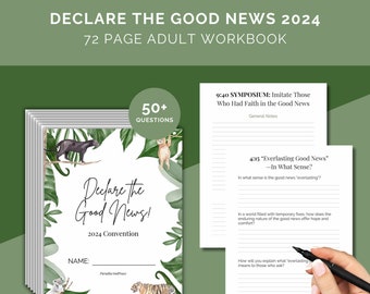 JW Cahier d'exercices « Declare the Good News » pour la Convention 2024 | Plus de 50 questions PDF imprimable de 72 pages | Feuilles d'exercices pour adultes et adolescents Témoins de Jéhovah