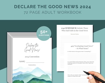 JW Verkondig het Goede Nieuws Congres 2024 Werkboek | 50+ vragen Afdrukbare PDF van 72 pagina's | Werkbladen voor volwassenen en tieners van Jehovah's Getuigen