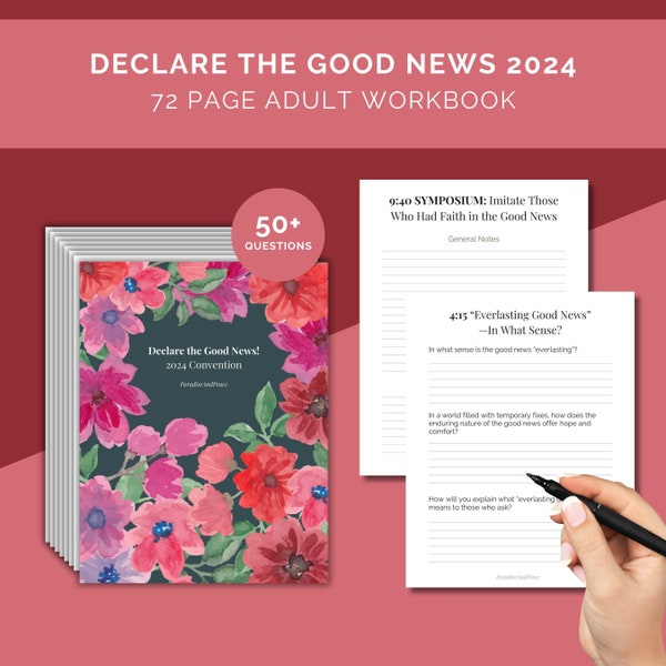 JW Cahier d'exercices « Declare the Good News » pour la Convention 2024 | Plus de 50 questions PDF imprimable de 72 pages | Feuilles d'exercices pour adultes et adolescents Témoins de Jéhovah