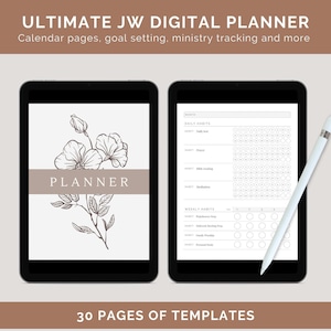 Ultimate JW Digital Planner | Yearly, Monthly, Weekly, and Daily Planning Pages | 30+ Templates for Goal Setting, Personal Study, Ministry