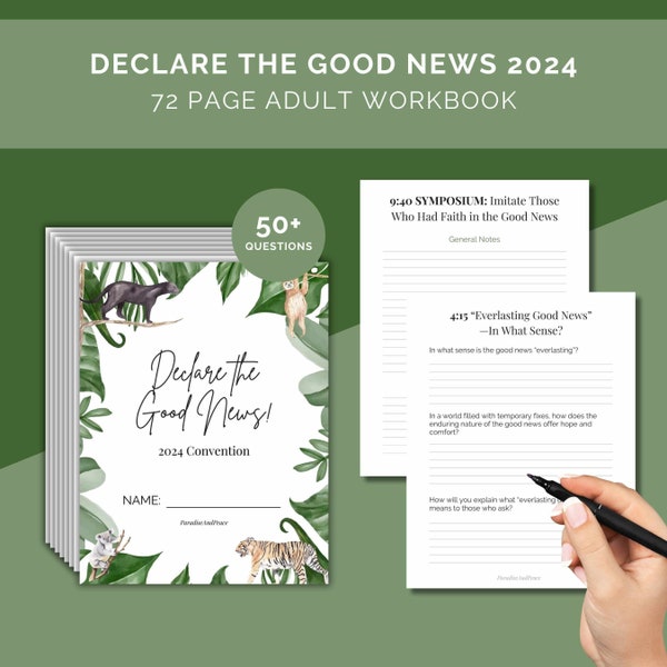 JW Cahier d'exercices « Declare the Good News » pour la Convention 2024 | Plus de 50 questions PDF imprimable de 72 pages | Feuilles d'exercices pour adultes et adolescents Témoins de Jéhovah