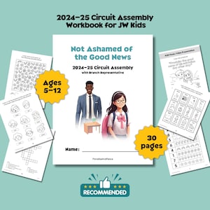 Cuaderno de actividades para la Asamblea de Circuito de JW Kids 2025, No nos avergonzamos de las buenas noticias Hojas de trabajo imprimibles para testigos de Jehová, de 5 a 12 años