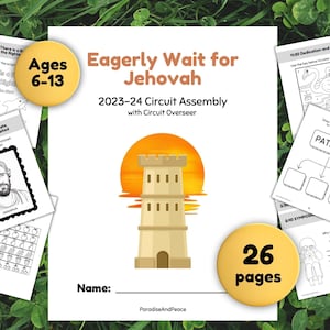 JW Kids (Ages 6-13) Eagerly Wait for Jehovah 26 Page Activity Workbook | 2023 Circuit Assembly Printable Worksheets for Jehovah's Witness