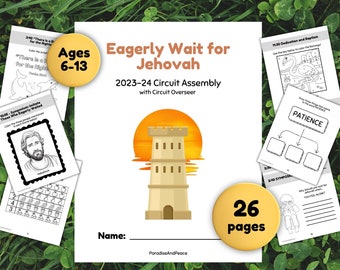 JW Kids (6-13 ans) Attendre avec impatience Jéhovah Cahier d'activités de 26 pages | Feuilles de travail imprimables pour l'assemblage du circuit 2023 pour les témoins de Jéhovah