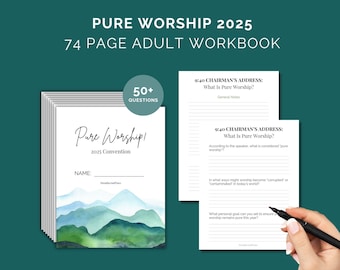 JW Pure Worship 2025 Convention Workbook | 50+ Questions 74-Page Printable PDF | Worksheets for Jehovah's Witness Adults & Teens