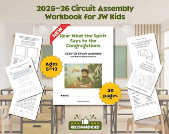 JW Kids 2025-26 Circuit Assembly Activity Workbook, "Hear What the Spirit Says" Printable Worksheets for Jehovah's Witnesses, Ages 5-12
