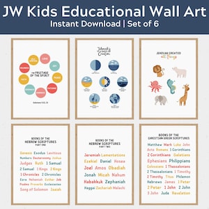 JW Kids Educational Wall Art Bundle | Set of 6 Printable Posters | Instant Download PDF & JPG | Jehovah Witness Educational Decor