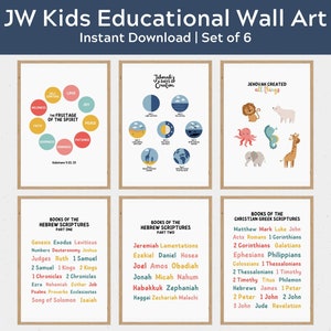 JW Kids Educational Wall Art Bundle | Set of 6 Printable Posters | Instant Download PDF & JPG | Jehovah Witness Educational Decor