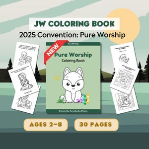 Libro para colorear de la Adoración Pura para niños de 2 a 8 años (TJ) / Páginas imprimibles para la Convención Regional de 2025 / Niños y bebés testigos de Jehová