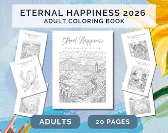 Libro para colorear "Felicidad eterna 2026" de los Testigos de Jehová para adultos / 20 páginas para colorear imprimibles de la Convención para Testigos de Jehová, descarga instantánea.