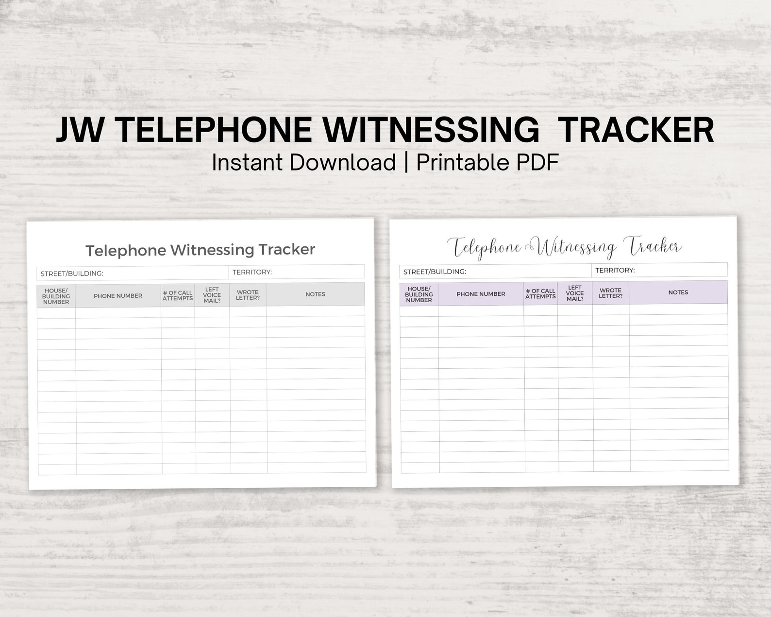 JW Telephone Witnessing Tracker Jehovah's Witness Etsy