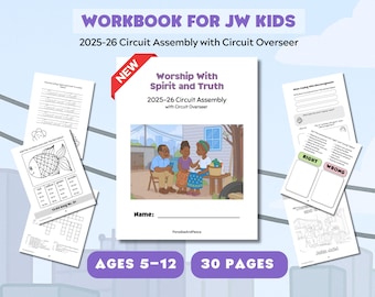 2025-26 Circuit Assembly with Circuit Overseer JW Activity Book, Worship With Spirit and Truth Printables for Jehovah&#39;s Witnesses Kids 5-12