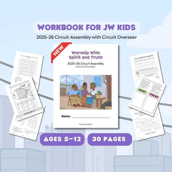 2025-26 Circuit Assembly with Circuit Overseer JW Activity Book, Worship With Spirit and Truth Printables for Jehovah's Witnesses Kids 5-12