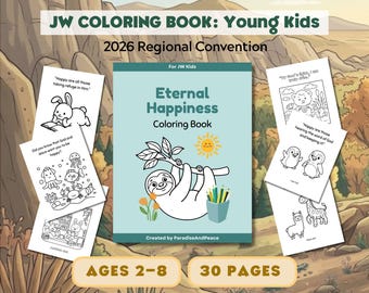 JW Children's Coloring Book for Ages 2-8 | Eternal Happiness 2026 Convention (Digital Download)