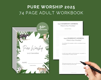 Manual de trabajo para la Convención de Adoración Pura de los Testigos de Jehová de 2025 / Más de 50 preguntas (PDF imprimible de 74 páginas) / Hojas de trabajo para adultos y adolescentes testigos de Jehová