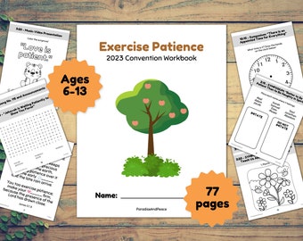 JW Kids (Ages 6-13) Exercise Patience 77 Page Activity Workbook | 2023 Convention Printable Worksheets | Education for Jehovah's Witness