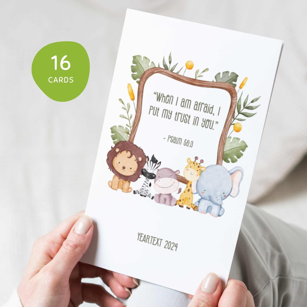 JW Kids Yeartext 2024 Cards Pack of 16 Printable Watercolor Scriptures ...