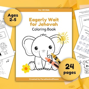 JW Toddlers (Ages 2-5) Eagerly Wait for Jehovah 26 Page Coloring Book | 2023 Circuit Assembly Workbook, Printable Worksheets for JW Kids