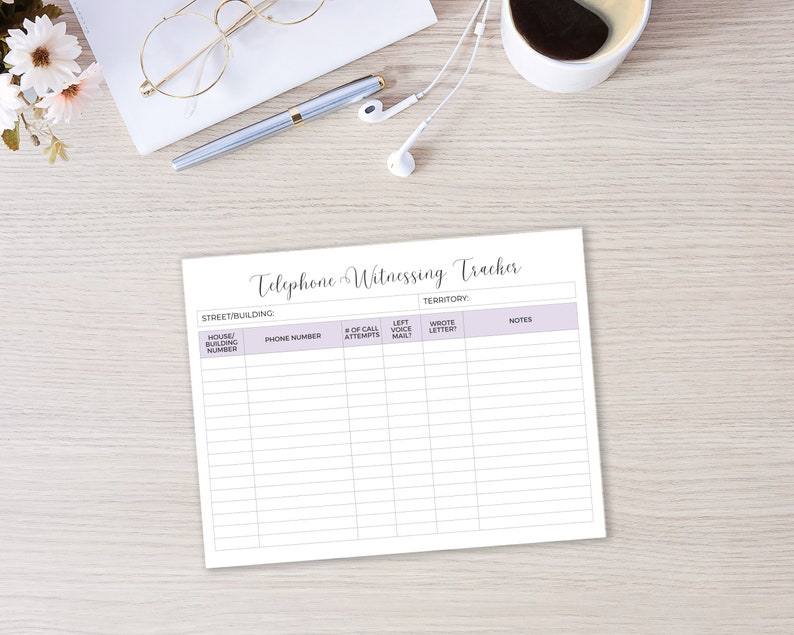 JW Telephone Witnessing Tracker Jehovah's Witness Etsy