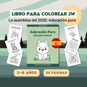 Aankondiging voor 2025 libro para colorear JW | 30 pagina's, imprimibles de la asamblea regional para los niños de los Testigos de Jehová