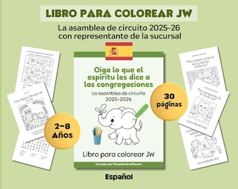ESPAÑOL JW Asamblea Circuito 2025-26: Oiga lo que el espíritu les dice, JW Libro Para Colorear (2-8 años), Imprimibles Testigos de Jehová