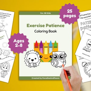 JW Young Kids 2-8 ans Exercice Patience Livre de coloriage Pages à colorier imprimables de la Convention 2023 Éducation Enfants Témoins de Jéhovah image 1